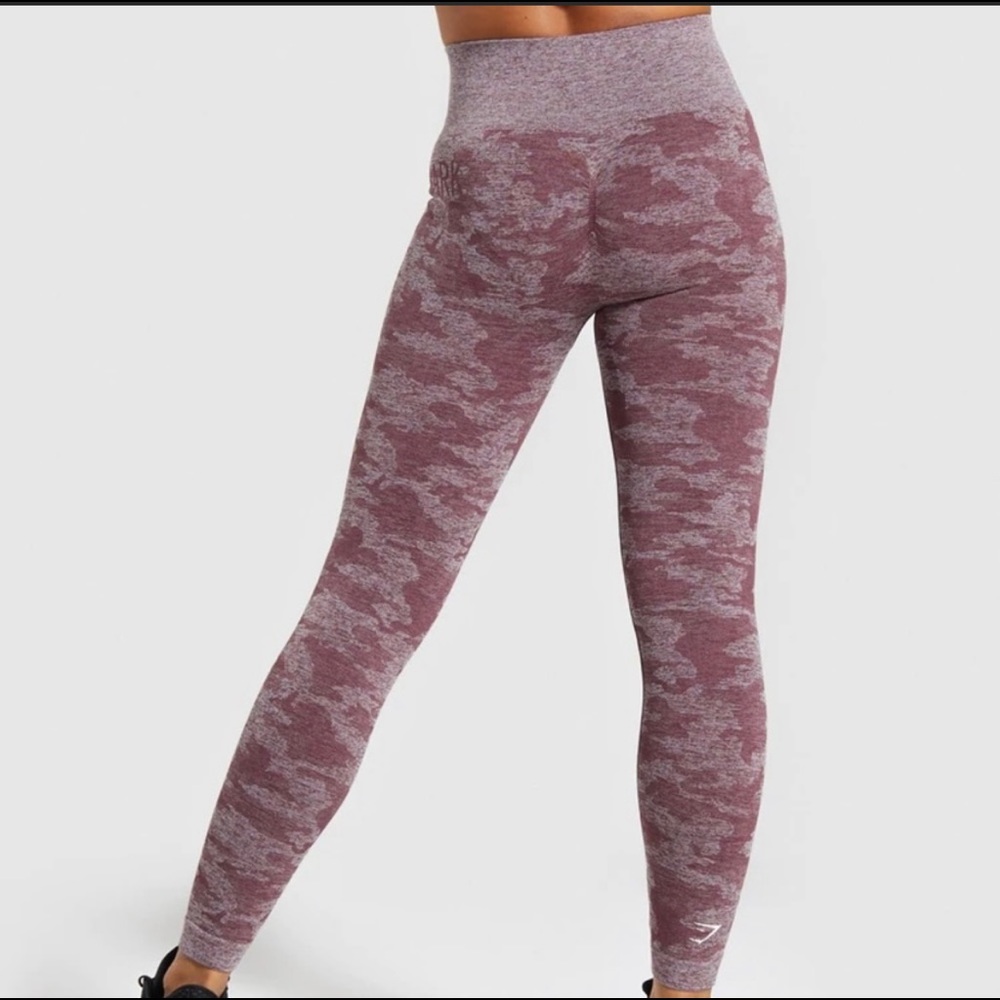 Gymshark Camo Seamless Leggings - Berry Red